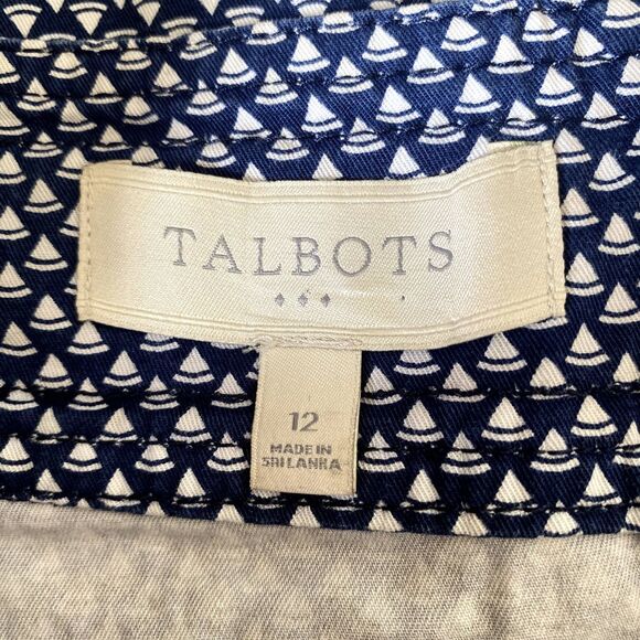 Talbots Sailboat Print Straight Mini Skirt Navy Cotton Nautical Size 12 - Picture 4 of 5